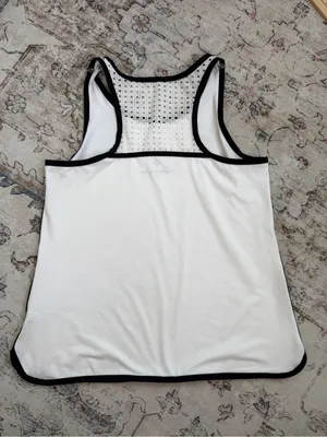 Tuckernuck White Racerback Tank with Black Trim thumbnail 5