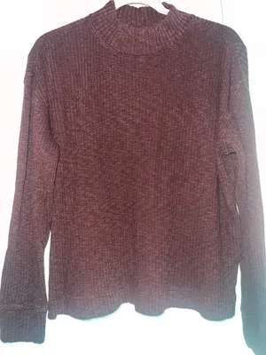 Everlane The Cozy Rib Funnel-Neck Dark Mahogany Large brown fall thumbnail 3