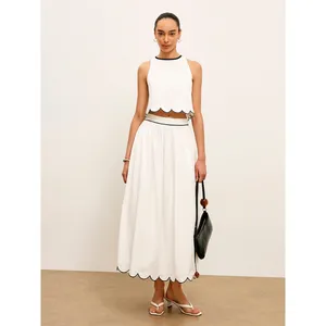 Commense Scallop Trim Color Block Sleeveless Skirt Set in Size Small thumbnail 9