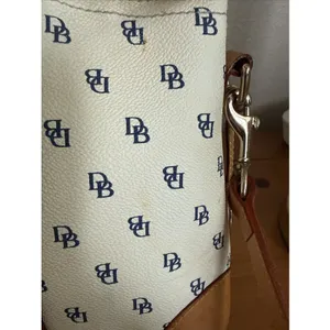 Vintage Dooney Bourke Signature Monogram Y2K 2000 White & Blue Satchel GUC thumbnail 11