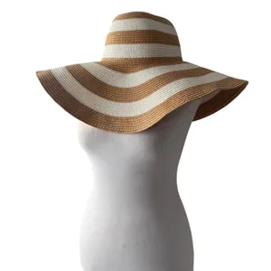 Target Tan & White Striped Floppy Wide-Brimmed Sun Hat thumbnail 3