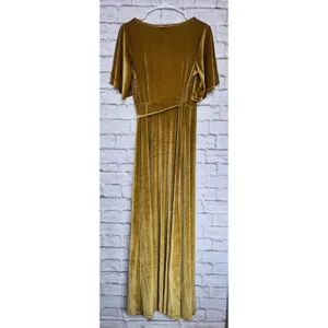 Baltic Born Katelyn Velvet Maxi Wrap Dress S Gold Mustard Wedding Guest Formal thumbnail 5
