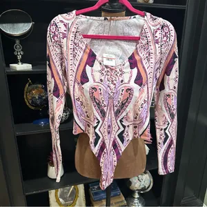 Free People Pick a Place Bodysuit – Size XS – NWT – Paisley Lace-Up Statement thumbnail 2