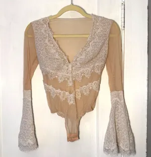 Victoria's Secret Nude Mesh White Lace Teddy Bodysuit thumbnail 1