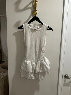 FREE PEOPLE Movement Field Day Crew Neck Sleeveless Drop Waist Skortsie in White thumbnail 5