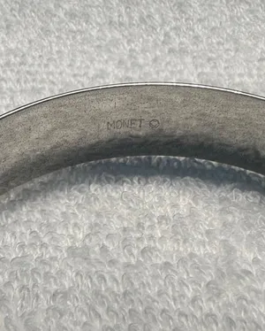 Vintage Monet Silver Tone Bangle Bracelet thumbnail 3