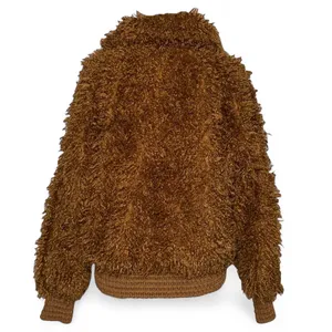 Wild Fable Teddy Faux Fur Jacket Brown Bomber Full Zip Warm Cozy‎ thumbnail 5
