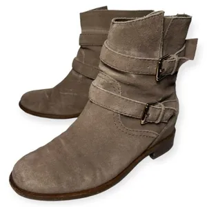 Kate Spade Women’s Size 6.5 Taupe Mousse Suede Sabina Bow Back Combat Boots thumbnail 1