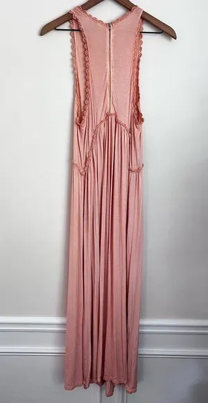 Pol Womens Peach Pink Sleeveless Slits Babydoll Long Maxi Dress M thumbnail 5