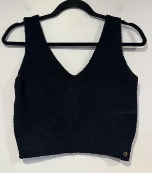 Buffbunny Collection Black‎ Textured Fuzzy Crop Top Frozen collection thumbnail 1