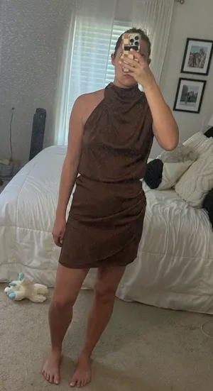 Brown high neck dress Size M thumbnail 1