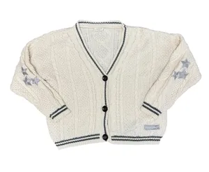Taylor Swift Folklore Album Era Cable Knit V-Neck Button Cardigan Sweater MD/LG thumbnail 1