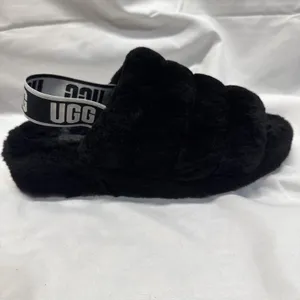 UGG Fluff Yeah Slide Womens 8 Sheepskin Slip On Slide Slippers Black Cozy thumbnail 2