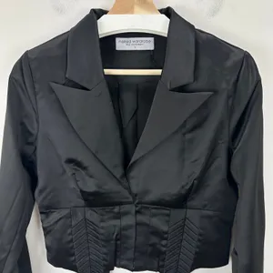 NEW Naked Wardrobe Blazer Jacket Satin Black Cropped Corset Small thumbnail 3