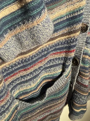 Eddie Bauer Multicolor Striped V-Neck Cardigan Sweater Womens Medium thumbnail 3