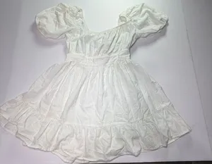 SheIn White Babydoll Mini Dress Puff Sleeve Cottagecore Milkmaid Size Medium thumbnail 1
