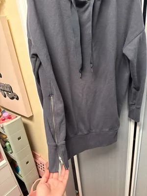 Aerie Charcoal Gray Side Zip Over-Sized Travel Hoodie thumbnail 3