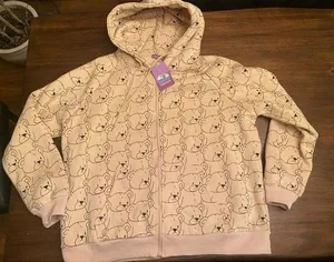 Brown bear kawaii oversized XL ZIP up hoodie cozy thumbnail 1