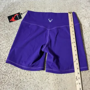 NEW Bucked Up Womens XL Yoga Purple Silver Biker Shorts High Waisted‎ Athletic thumbnail 5