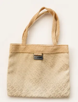 Harrods Mini Tote Bag Womens OS Beige Logo Jacquard Souvenir Gift Bag Preppy thumbnail 1
