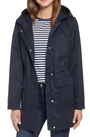 Kate Spade Hooded Jacket Scalloped Pockets Navy XS thumbnail 1