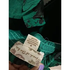 Anthropologie Band of Free NWT Women Medium Green Black Floral Mini Dress Fall thumbnail 7