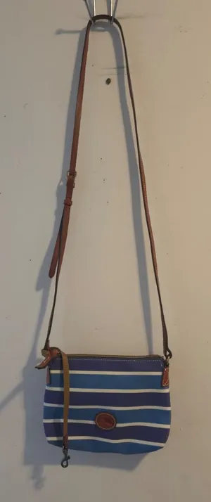 Dooney & Bourke Blue and Cream Striped Tote thumbnail 1