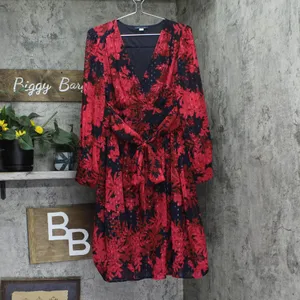 NEW Tommy Hilfiger Glitter-Dot Floral Belted Dress Sky Captain / Persian Red 12 thumbnail 5