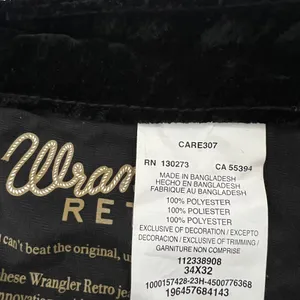 NWT Wrangler Retro Velvet Solid Flare Pants Black Boho High Rise Size 34x32 thumbnail 6