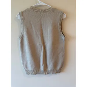 Omphalos Cable Knit Sweater Vest Beige 100% Cotton Women's Size Medium Y2k thumbnail 2