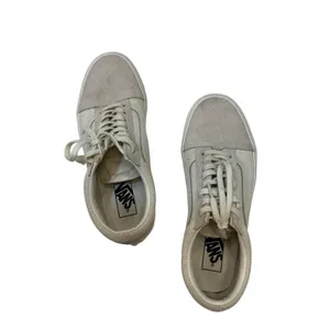 VANS Old Skool Woven Check Marshmallow White Suede Low Top Sneakers Women's 10 thumbnail 5