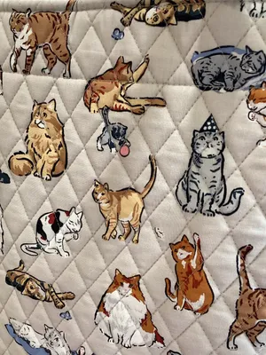 Vera Bradley A Cat’s Life Cream Quilted Large North South Tote thumbnail 4