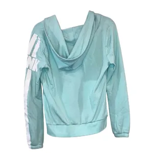 Victoria's Secret PINK Hoodie‎ Small Aqua Blue Pullover Sweatshirt Logo Sleeve thumbnail 4