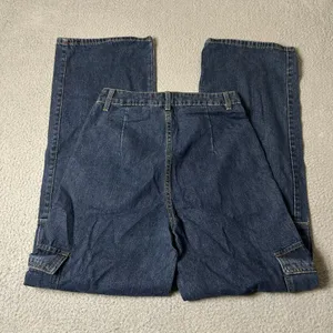 Womens Jeans XS 26 x 31 Blue Medium Wash Wide‎ Leg High Rise Denim Y2K 90s Boho thumbnail 2