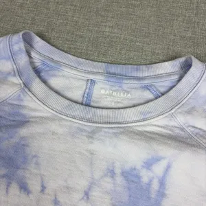 Athleta Sweatshirt Womens Small Blue Tie Dye Crewneck Raglan Fleece Pullover thumbnail 2
