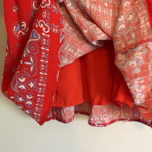 Small Skies are Blue Red Blue Boho Floral Print Dress Bell Sleeves Button Lined‎ thumbnail 3
