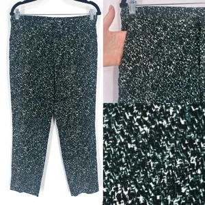 ZARA Green Black White Textured Ankle Pants Women's M Office Career‎ Workwear thumbnail 3