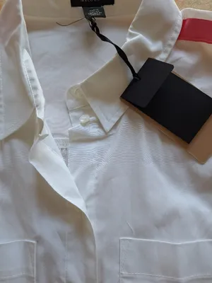 NWT Halogen Nordstrom M White Shirt Pink Satin D-Ring Utility Straps Oversized thumbnail 3