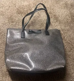 Kate Spade Sparkle Bow Tote Bag in Silver glitter tote thumbnail 1