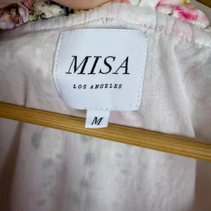MISA Iliana Ruffled Eyelet Mini Dress Medium Pink Floral Tiered Coquette Cottage thumbnail 7