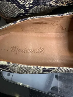 Madewell Leather Snake-Print Slip-On Loafers in Grey and Black Size-8 Edgy Chic thumbnail 2