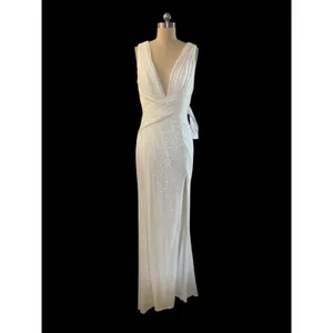 NWT IEENA for Mac Duggal White Sequin Wrap Gown Size 4 Style 26598 thumbnail 4