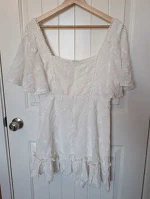 Showpo. Fancy A Spritz Square Neck Floral Mini Dress W8 White/Off White thumbnail 2