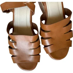 Womens Charlotte Russe Platform Strappy Black Wedge Cork Ankle Strap Sandals - 9 thumbnail 2