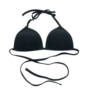 Aerie Black Triangle Bikini Top Molded Cups Padded Halter String Ties S thumbnail 1