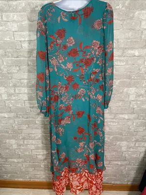 MISA Los Angeles Talitha Maxi Robe Dress featuring a turquoise floral print thumbnail 7