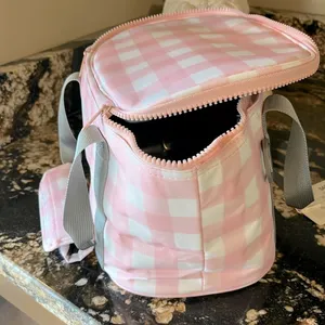 MarleyLilly Personalized Small Cooler Lunch Bag Pink Checked DHT Monogram thumbnail 9