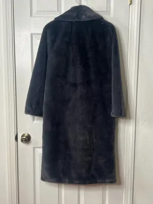 Abercrombie & Fitch XXS Gray Faux Fur Long Coat Quiet Luxury Old Money Chic thumbnail 3
