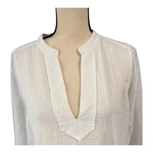 J. Crew Women's White 100% Cotton Gauze Popover Cover-Up Sz M Beachy Casual thumbnail 2