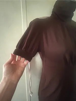 Vintage one clothing Chocolate Brown Turtleneck Short Sleeve Top thumbnail 7